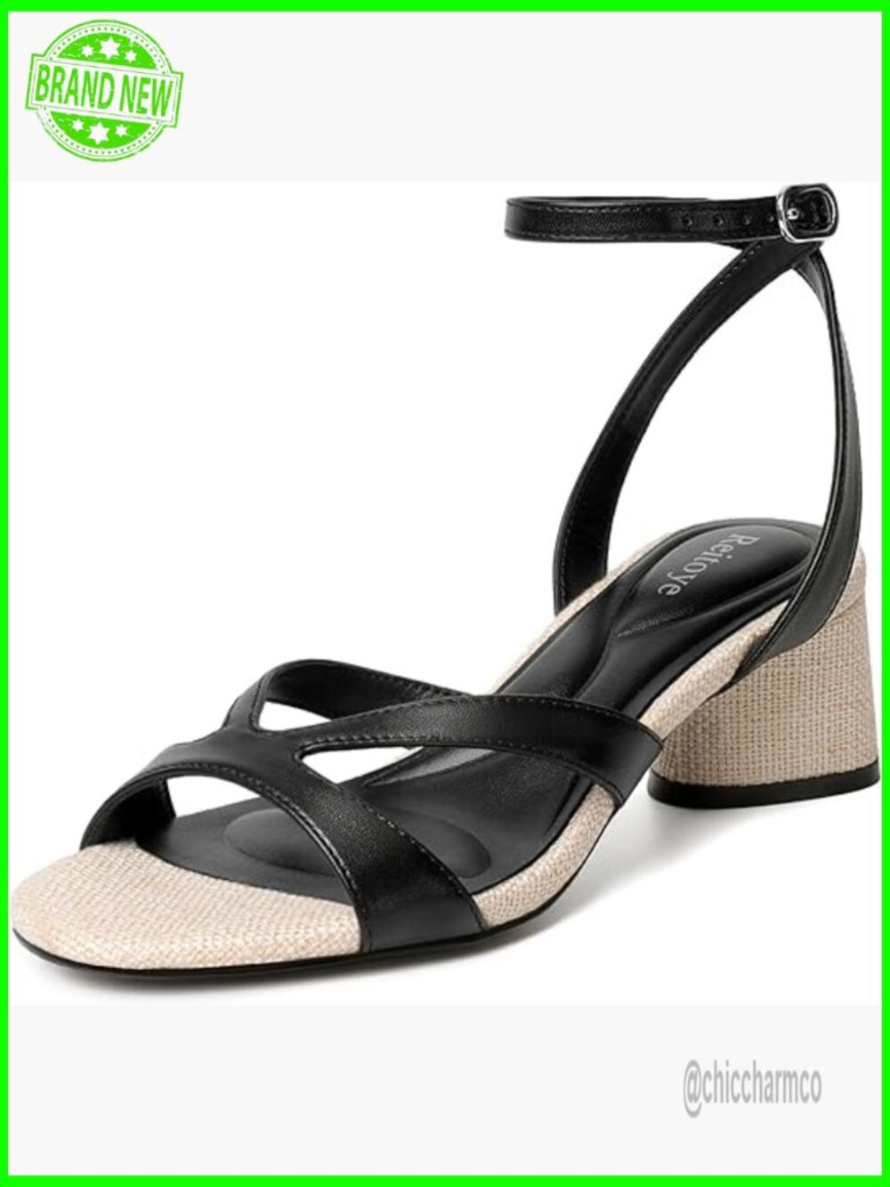 Woven Strappy Chunky Heel Sandals Ankle Strap Low Block Heel Comfort Party Shoes
